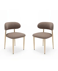 Streamdale Furniture Set of Modern Farmhouse Fabric Upholstered Dining Chairs with Metal Legs