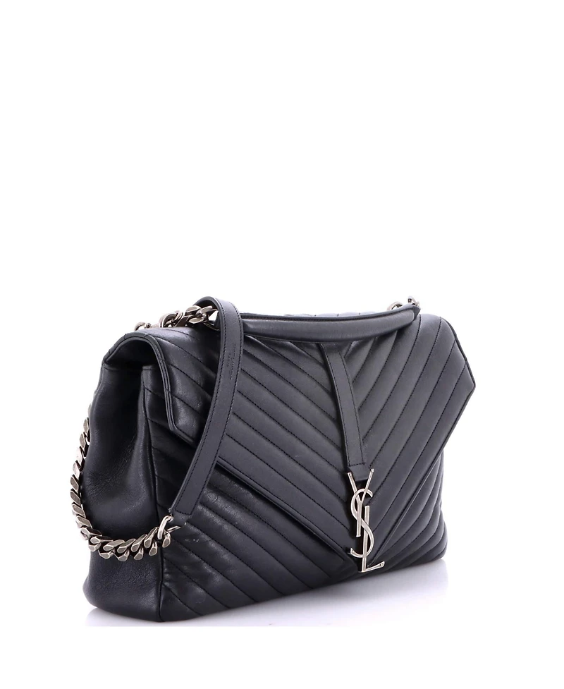 Pre-Owned Saint Laurent Large Classic Monogram College Bag Matelasse Chevron Leather