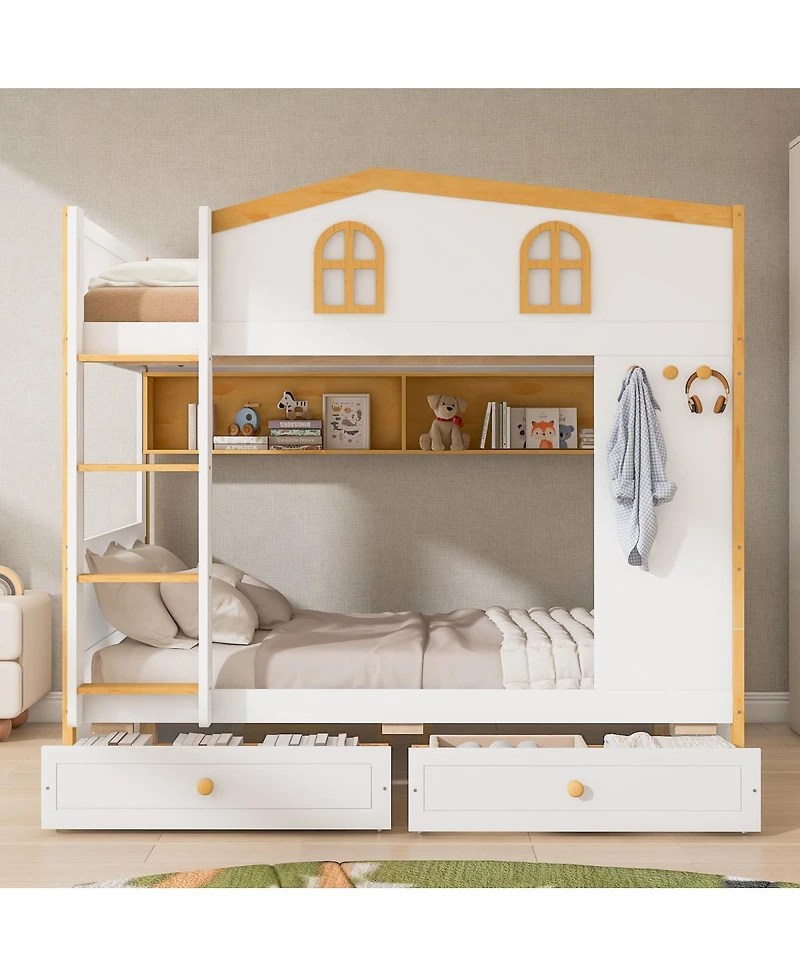 Streamdale Furniture Bunk Bed with Storage Shelves and Drawers