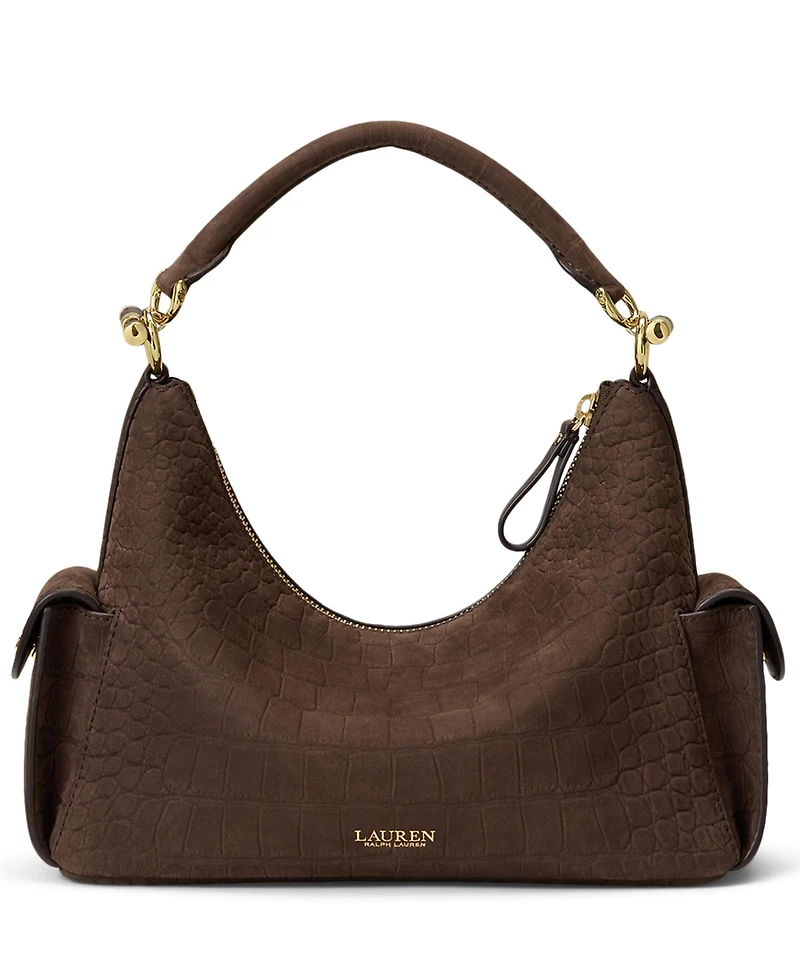 Lauren Ralph Lauren Blaike Croc-Embossed Small Shoulder Handbag