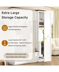 Streamdale Furniture 5-in-1 Farmhouse Hall Tree with Storage Bench Coat Rack and Shoe Cabinets