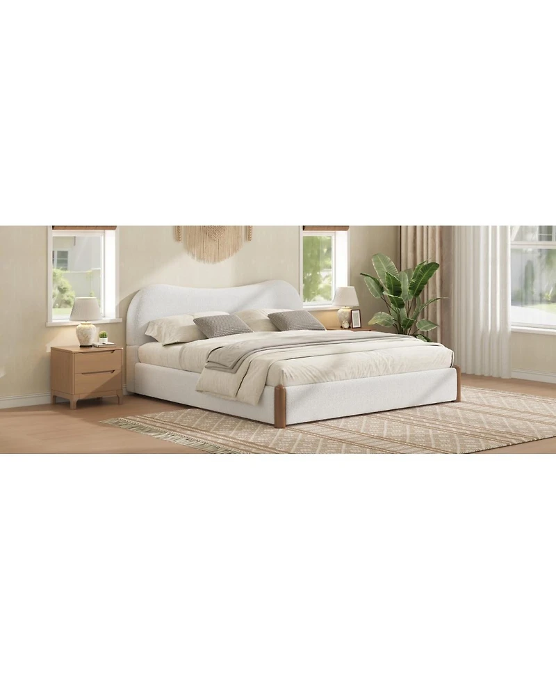 Streamdale Furniture King Size Upholstered Platform Bed with Wood Supporting Feet