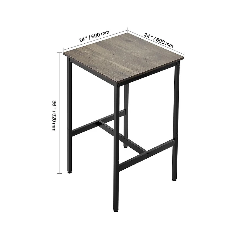 Sugift Bar Table Metal Frame High Top Pub Table with Wooden Top