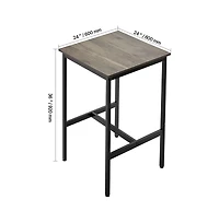 Sugift Bar Table Metal Frame High Top Pub Table with Wooden Top