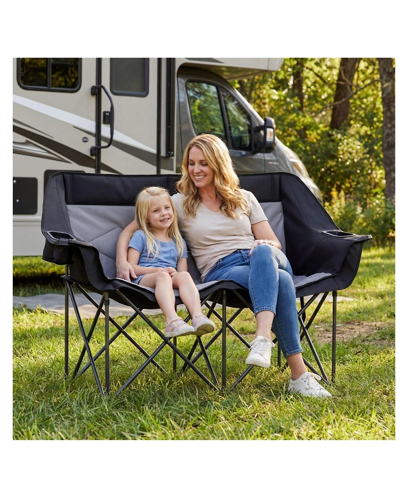 Mecale Double Camping Chair for Two with Cup Holders and Glass Racks