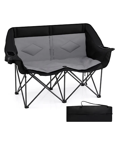 Mecale Double Camping Chair for Two with Cup Holders and Glass Racks