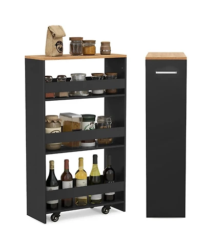 Gouun Narrow Rolling Storage Cart with 4-Tier Open Shelves and Lockable Wheels