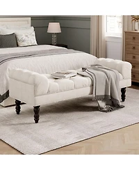Streamdale Furniture Button-Tufted Upholstered End of Bed Bench with Rolled Arms