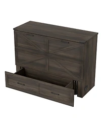 Streamdale Furniture Farmhouse Murphy Cabinet Bed with Charging Station and Storage Rustic