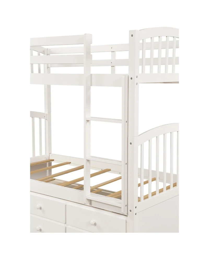 Streamdale Furniture Twin Bunk Bed with Trundle 3 Drawers and Ladder
