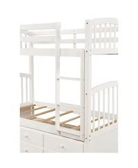 Streamdale Furniture Twin Bunk Bed with Trundle 3 Drawers and Ladder
