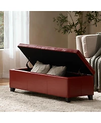 Streamdale Furniture Upholstered Pu Leather Storage Ottoman Solid Wooden Legs