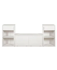 Streamdale Furniture All-in-One Entryway Storage Bench with Cushion Drawers and Shelves