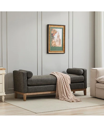Streamdale Furniture 66.34''W Upholstered End of Bed Bench with Wood Frame and 2 Bolsters Pu