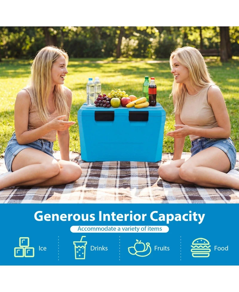 Gouun 37 Quart Insulated Hard Shell Ice Chest Cooler with Cup Holders and Drain Plug
