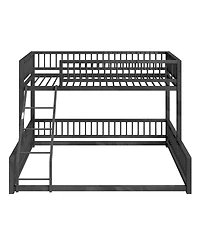Streamdale Furniture Twin Xl over Queen Floor Bunk Bed with Ladder and Guardrails