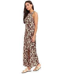 London Times Women's Crewneck Keyhole Back Maxi Dress