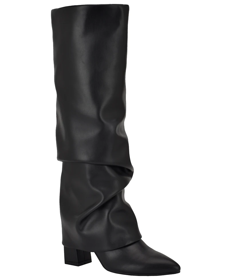 Guess Women's Geima Tall Wide Calf Slouchy Foldover Block Heel Boots