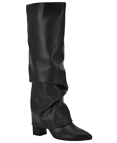 Guess Women's Geima Tall Wide Calf Slouchy Foldover Block Heel Boots