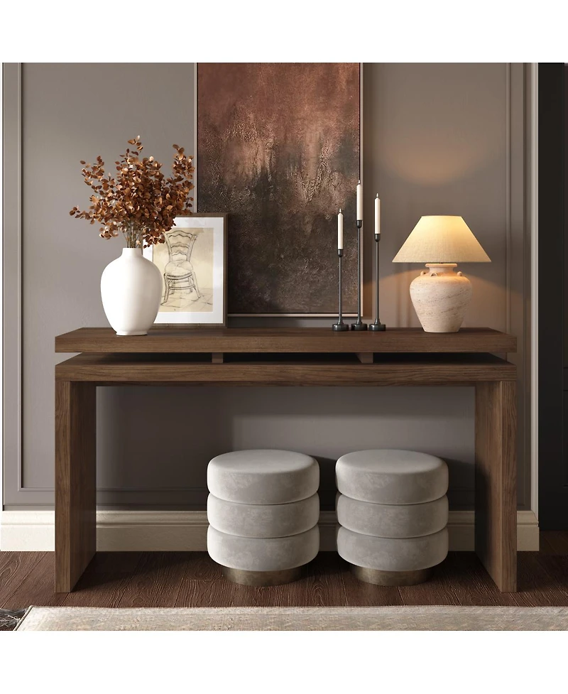 Streamdale Furniture 60'' Antique Farmhouse Console Table with Double Board Design