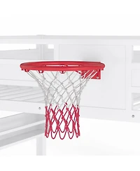 Streamdale Furniture Loft Bed with Basketball Hoop Climbing Wall Slide and Bookshelves