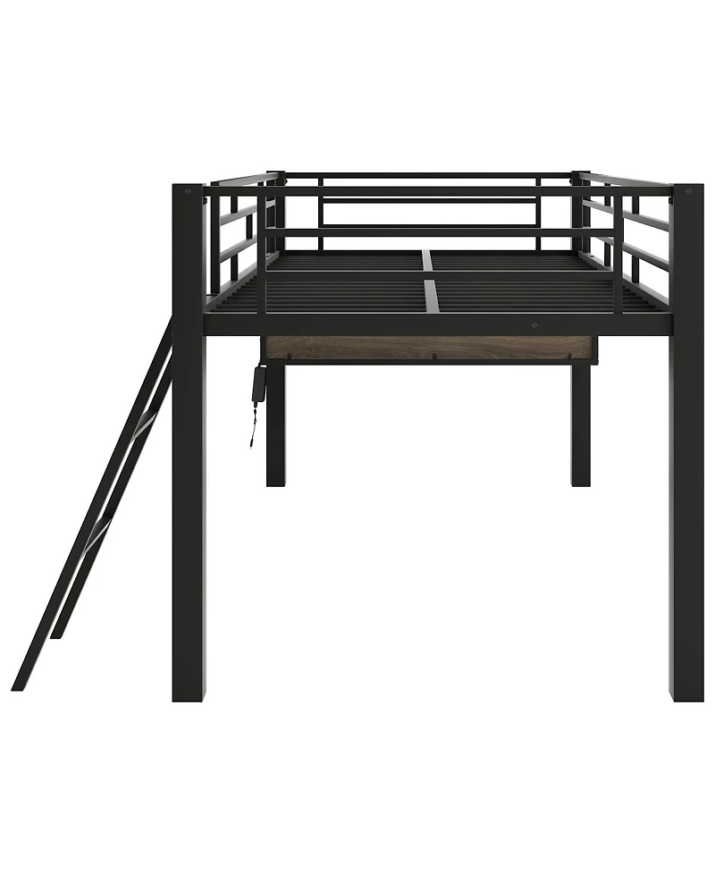 Streamdale Furniture Gaming mid loft bed with desk Led Twin