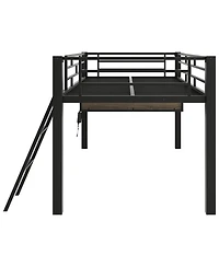 Streamdale Furniture Gaming mid loft bed with desk Led Twin