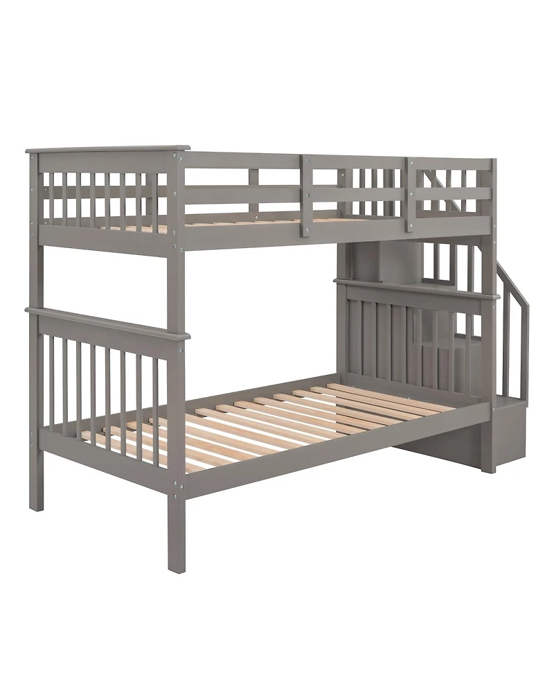 Streamdale Furniture Twin-Over-Twin Stairway Bunk Bed with Storage