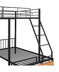 Streamdale Furniture Full Over Twin and Twin Metal Triple Bunk Bed with Drawers
