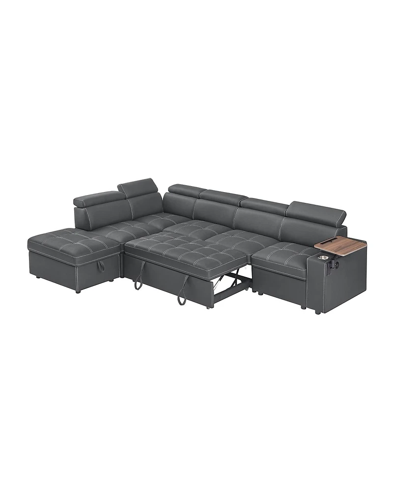 Streamdale Furniture Fabric Sectional Sofa with Storage Ottoman