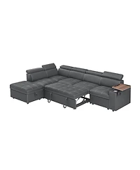 Streamdale Furniture Fabric Sectional Sofa with Storage Ottoman