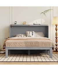 Streamdale Furniture Murphy Bed with Usb Port and removable Shelves