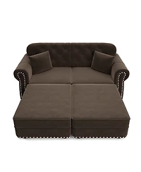 Streamdale Furniture 63'' Velvet Chesterfield Sofa with Nailhead Trim and 2 Pillows