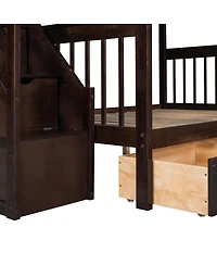 Streamdale Furniture Twin over Full L-Shaped Bunk Bed With 3 Drawers Ladder and Staircase