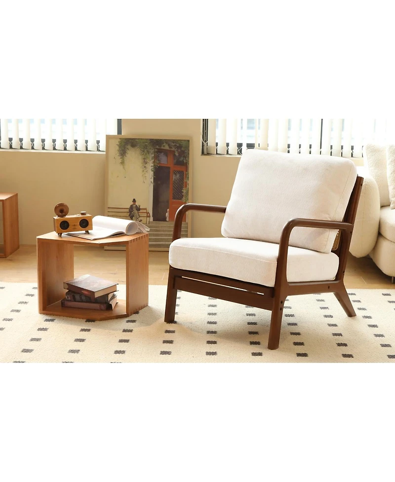 Streamdale Furniture Cute Accent Chair with Solid Wood Legs and Soft Fabric Cushion