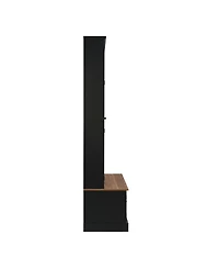 Streamdale Furniture 76.7'' Farmhouse Hall Tree with Bench Coat Rack and Storage Cabinet