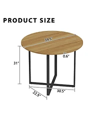 Streamdale Furniture 5-Piece Round Dining Table Set with Pu Leather Chairs