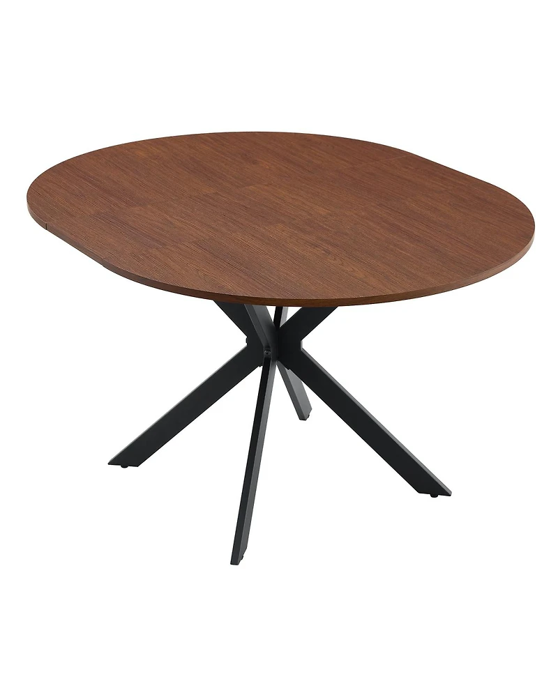 Streamdale Furniture Extendable Round Dining Table (43''-54'') with Sturdy Metal Legs