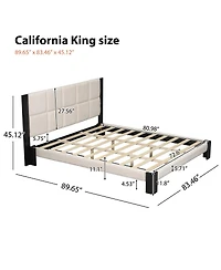 Streamdale Furniture Boucle Cal King Bed frame with Cube headboard