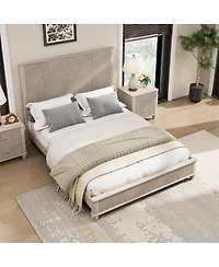 Streamdale Furniture Queen Solid Wood Platform Bed Frame with Tall Headboard No Box Spring Needed