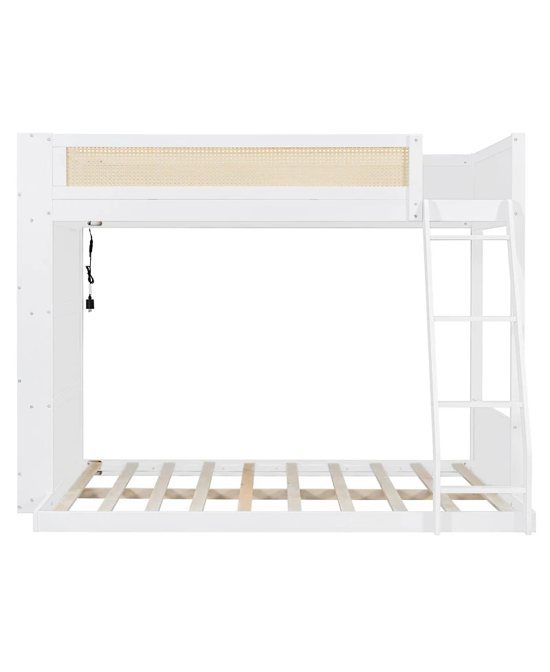 Streamdale Furniture Twin over Full Bunk Bed with Shelf and Led