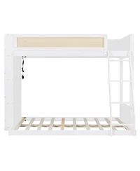 Streamdale Furniture Twin over Full Bunk Bed with Shelf and Led