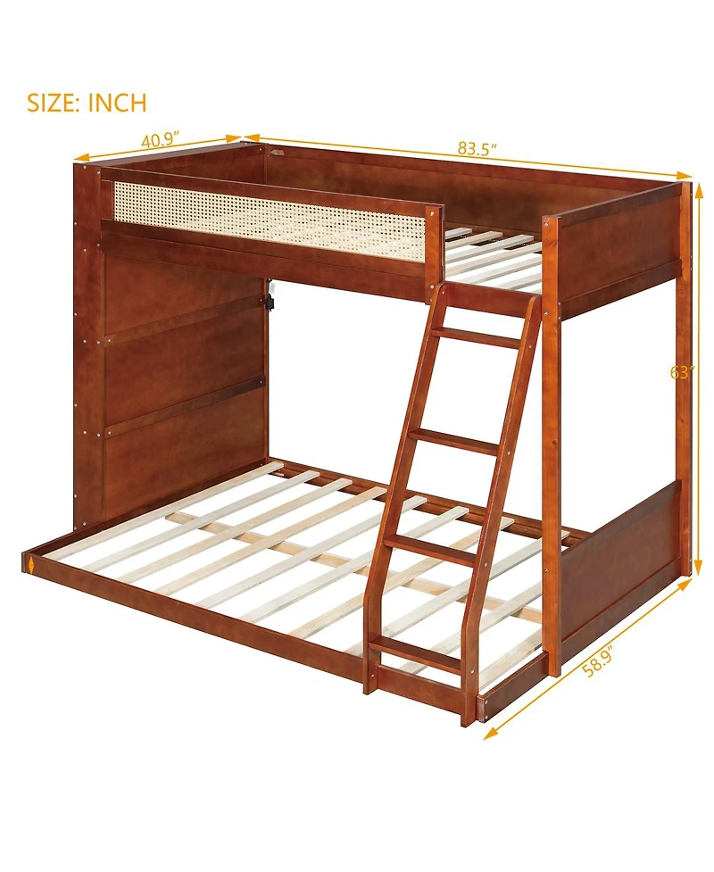 Streamdale Furniture over Full Bunk Bed with Shelf and Led Espresso