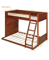 Streamdale Furniture over Full Bunk Bed with Shelf and Led Espresso