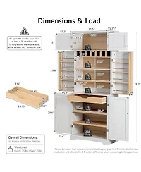 Streamdale Furniture 78.2'' Farmhouse Kitchen Pantry Cabinet with Adjustable Shelves and Wine Rack