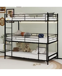 Streamdale Furniture Heavy-Duty Triple Bunk Bed with Ladder and Railing