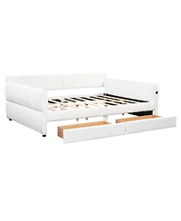 Streamdale Furniture Queen Size Upholstered Platform Bed with Usb and 2 Drawers