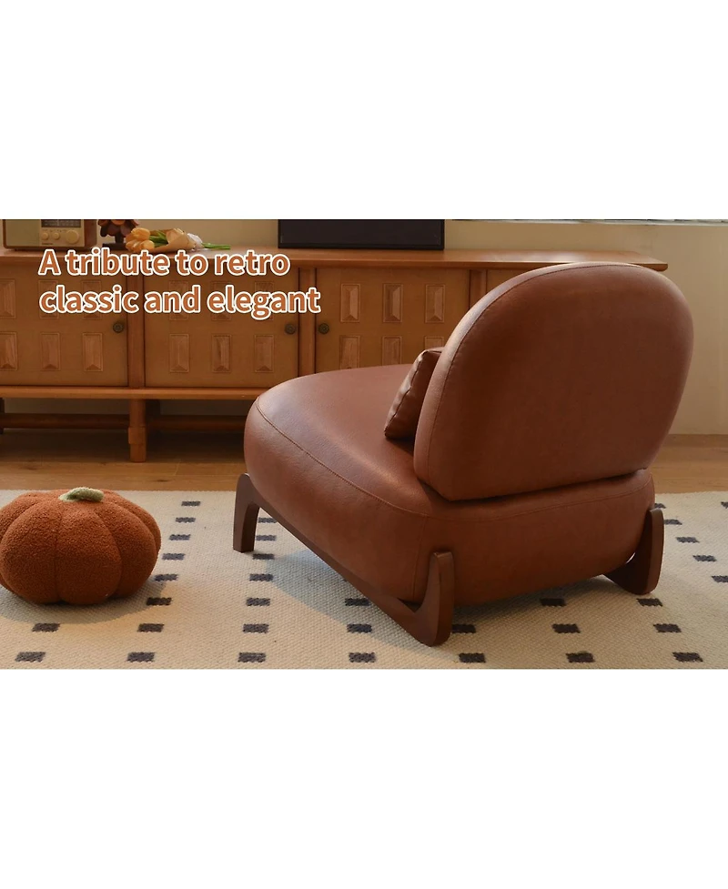Streamdale Furniture Faux Leather Accent Chair with Solid Wood Legs Set of 2