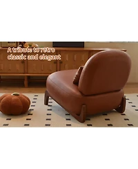 Streamdale Furniture Faux Leather Accent Chair with Solid Wood Legs Set of 2