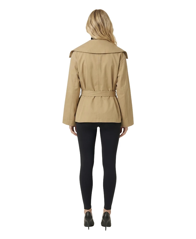 Modenaire Women's Belted Wrap Wide-Lapel Jacket